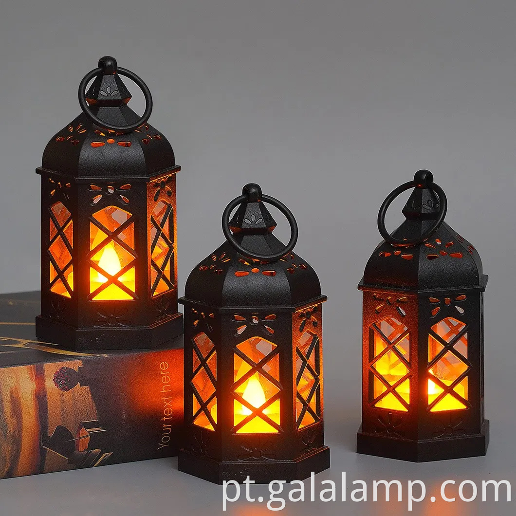 Lâmpada de vento retro mini hexagonal com luz LED branca quente